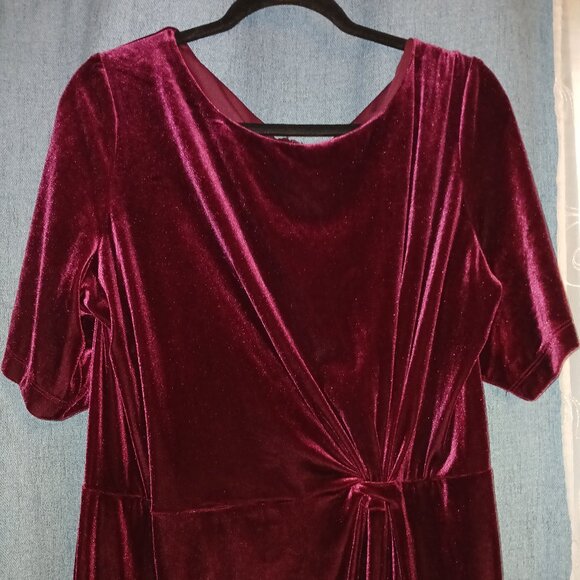 Burgundy Velvet Holiday Dress - Picture 1 of 5